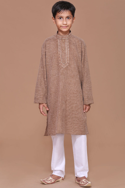 Eid Special Brown soft Cotton kurta pajama