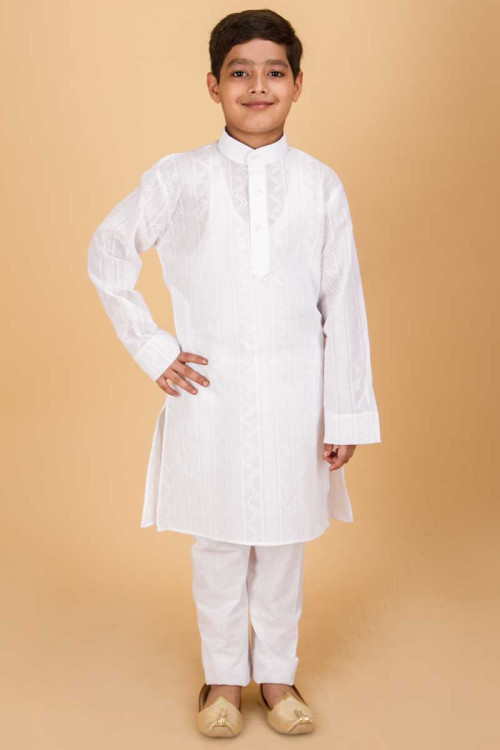 Eid Exclusive White Cotton Kurta Pajama set