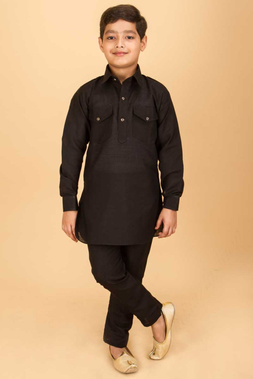 Boy’s Black Pathani Eid Special Kurta Pajama suit