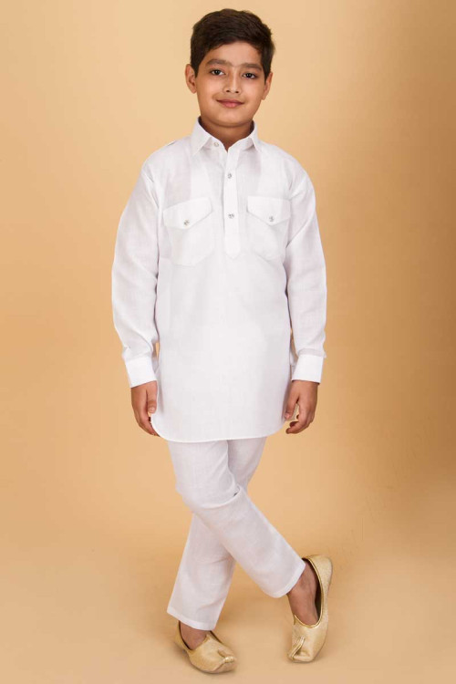 White Pathani Ethnic Men's Kurta Pajama Suit