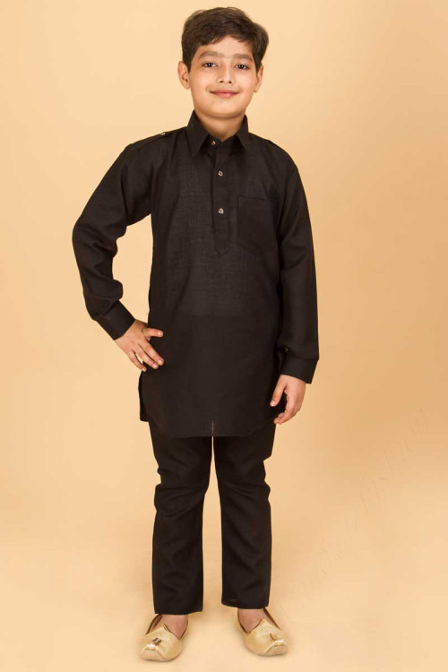 Boy’s Black Pathani Kurta Pajama suit For Eid