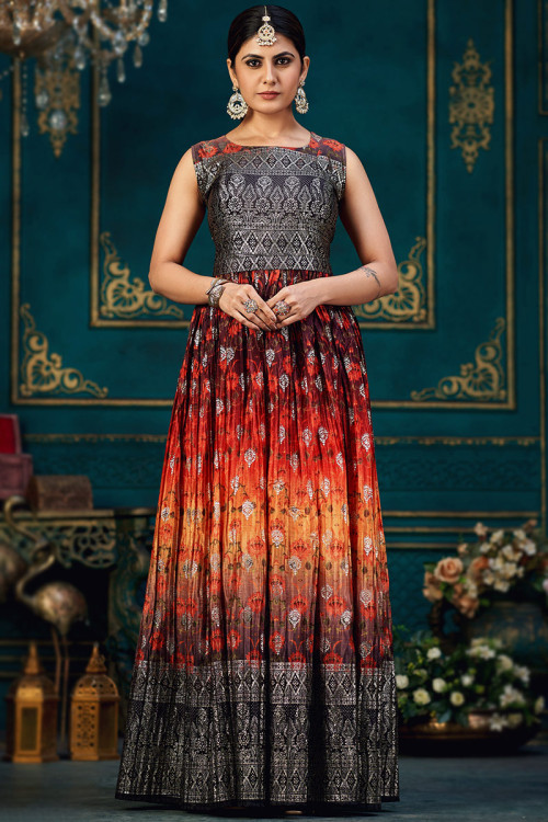 Chinnon Multi Color Printed A-Line Gown