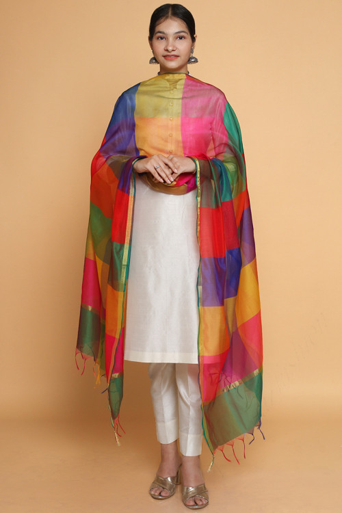 Art Silk Dupatta in Multicolor