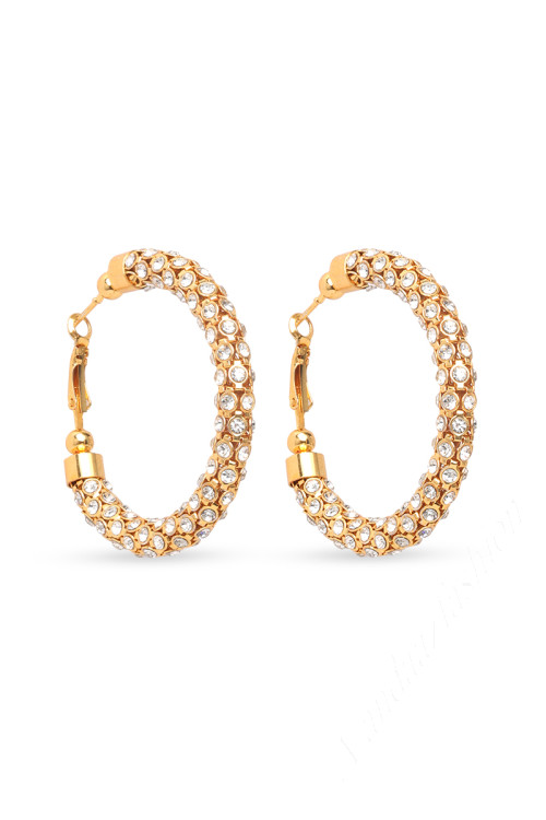  Gold Plated Cubic Zirconia Hoop Earrings