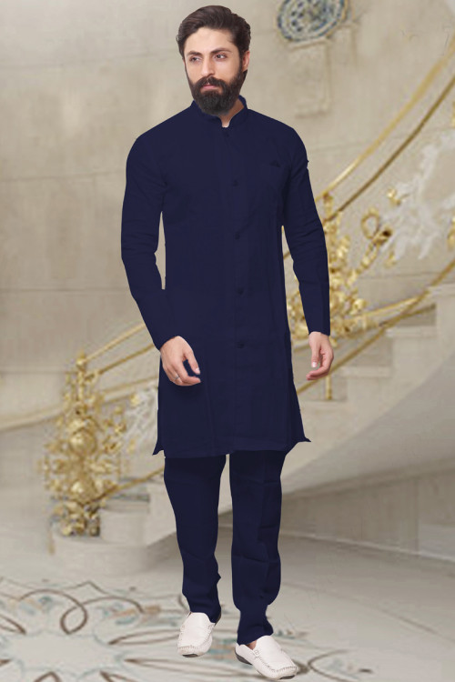 Men Pakistani Navy Blue Kurta Pajama For Eid