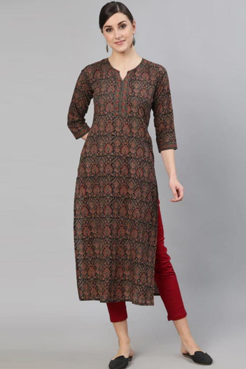 Multi Color Cotton Kurti for Mehndi with Printed