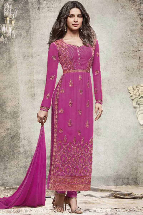 Rani Pink Silk Embroidered Trouser Suit