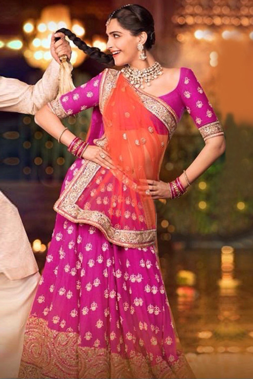 Sonam Kapoor Pink Georgette Lehenga Choli