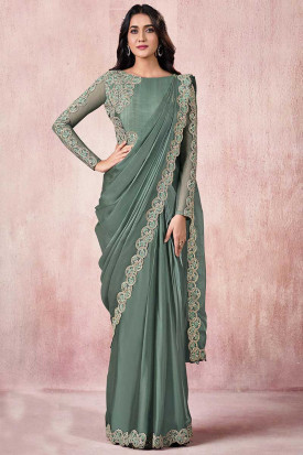 Buy Sutisaree Rifle Green Plain Cotton Saree (Model Blouse Not Included)